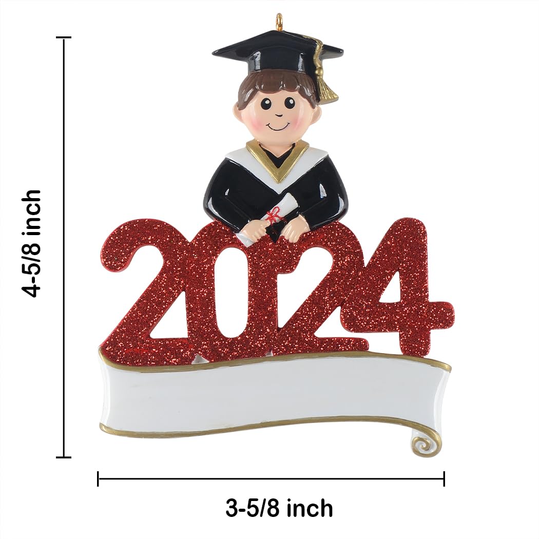Personalized MAXORA Graduate Boy Christmas Tree Ornament - Class of 2024 Graduation Gift for Him - Unique High School & College Student Keepsake - Perfect for Holiday Decor & Graduation Party Celebrations