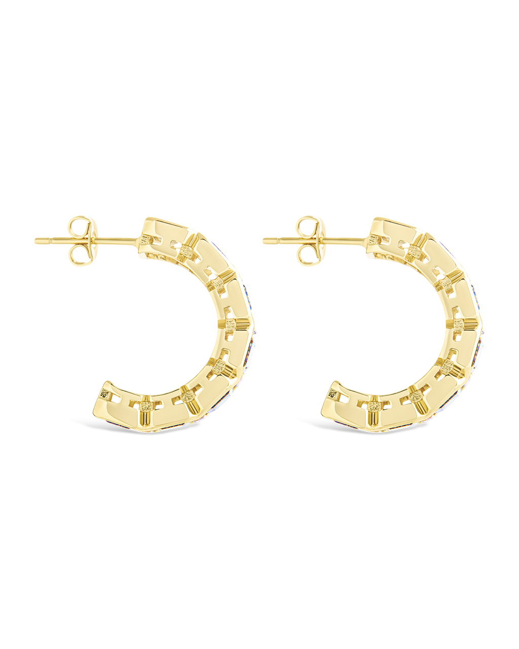 Nyssa Bezel CZ Station Hoop Earrings for Women - Cubic Zirconia Gold Plated Dangle Earrings - Elegant Jewelry Gift for Birthday, Anniversary & Special Occasions