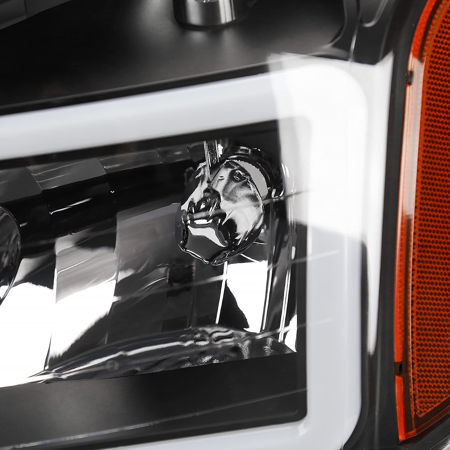 Spec-D Tuning Black LED Headlights with Light Bar - Compatible with 2004-2015 Nissan Titan & 2004-2007 Armada - Left & Right Headlamp Assembly Pair - Upgrade for Night Driving & Off-Road Adventures