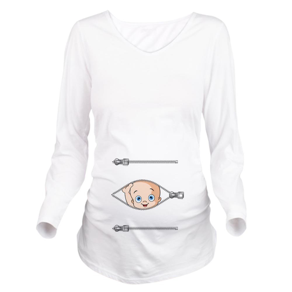 Long Sleeve Maternity T-Shirt for Women - Comfortable Pregnancy Tee for Everyday Wear & Maternity Photos