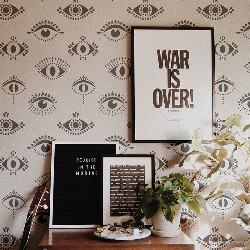 Protective Eyes Wall Stencil - DIY Home Decor Stencils for Creative Painting - Perfect for Bedroom, Nursery, and Living Room Wall Art Projects