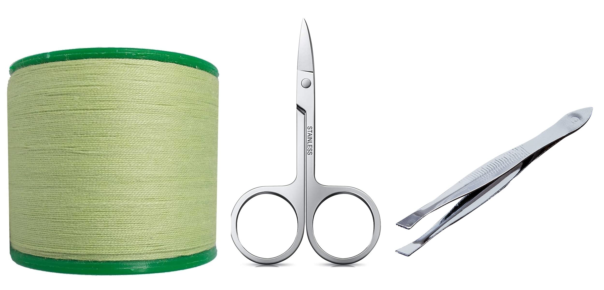 Ghelonadi Women's Cotton Eyebrow Threading Kit with Scissors & Tweezers - 3 Pack for Home & Salon Use - Perfect for Eyebrow Shaping, Facial Hair Removal & DIY Beauty Care