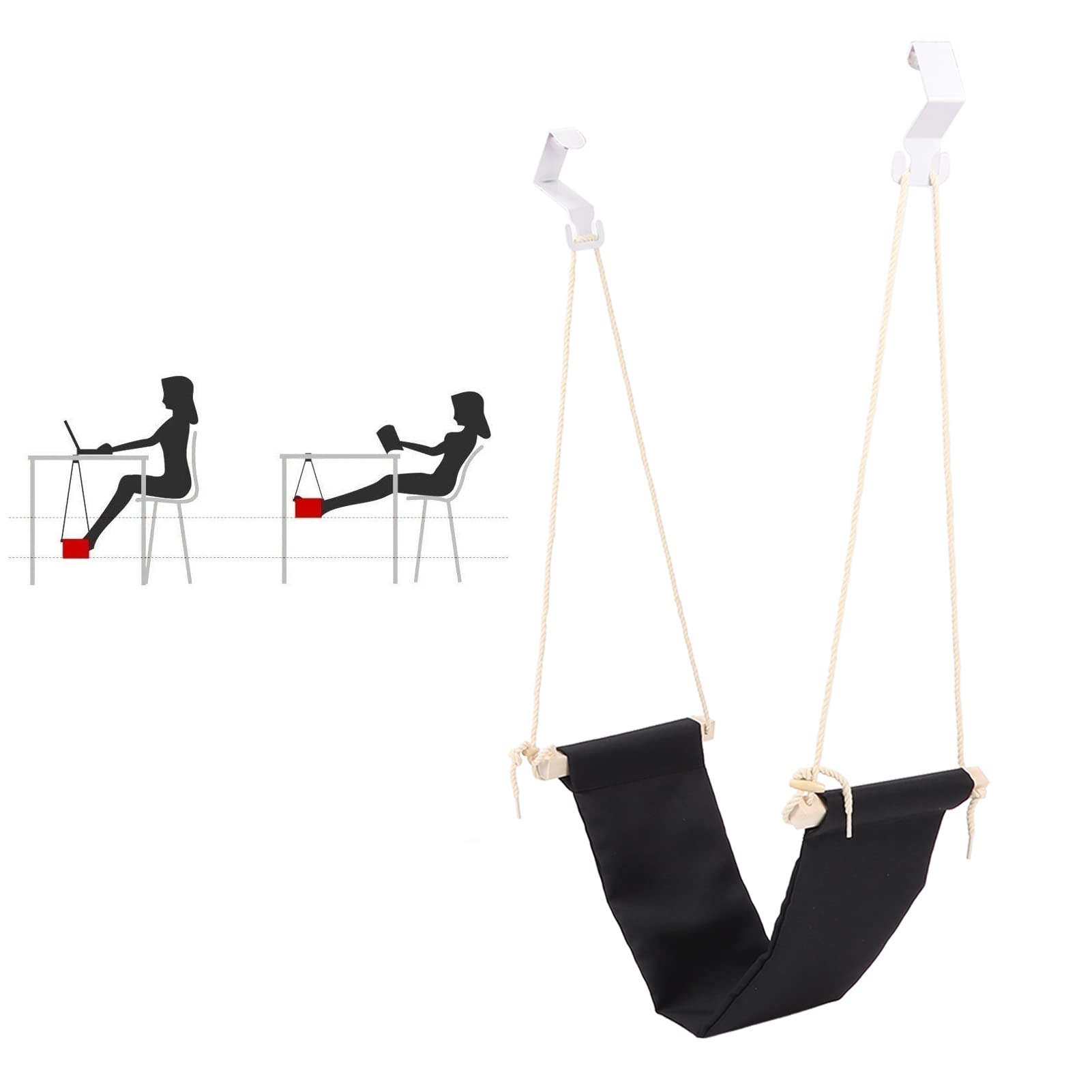 FILFEEL Adjustable Under Desk Footrest Hammock - Ergonomic Office Foot Rest for Home & Work - Portable Foot Support for Comfortable Sitting - Relieves Leg Fatigue for Long Hours Working, Studying & Home Office - Perfect for Standing Desks, Gaming Chairs & Workstations - Improves Posture & Reduces Back Pain - Ideal for Office Workers, Students & Gamers - Use with Computer Desks, Remote Work, Online Classes, Prolonged Sitting & Home Office Setup