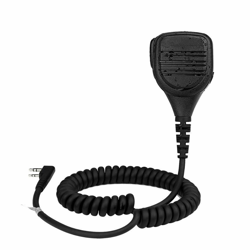 ARSMI IP54 Waterproof Speaker Microphone with Headset Jack & PTT Button - Compatible with Kenwood, Baofeng UV-5R, UV-82 Walkie Talkies - Ideal for Outdoor Adventures, Construction Sites & Emergency Communication