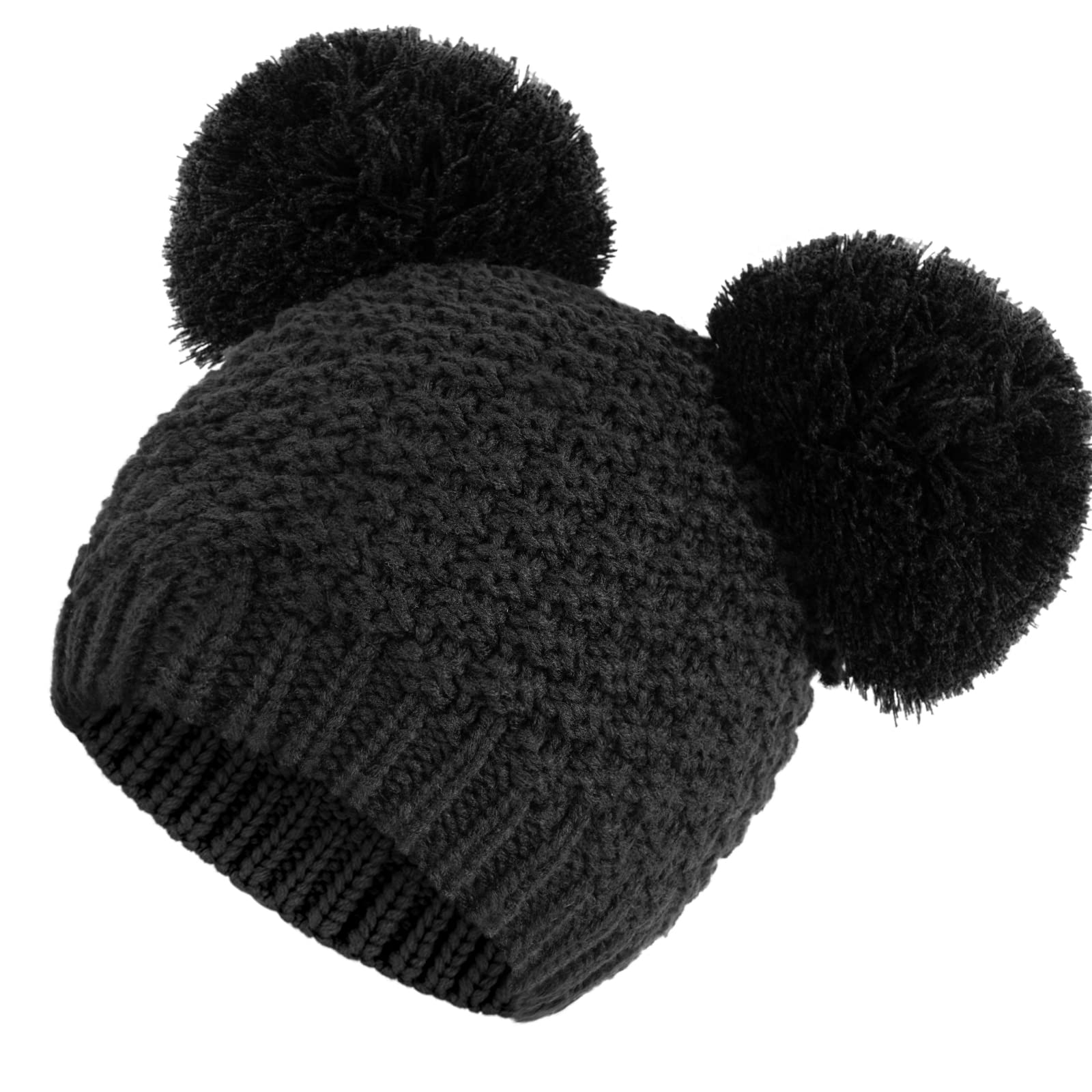 Women's Winter Cable Knit Pompom Beanie Hat - Warm Ski Snowboard Hat for Cold Weather - Perfect for Skiing, Snowboarding & Outdoor Winter Activities