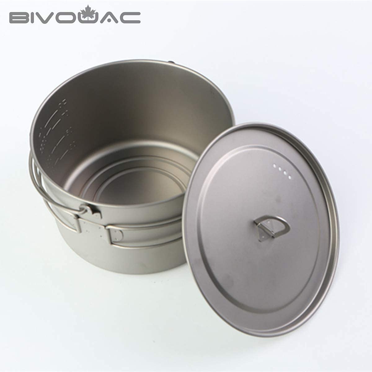 BIVOUAC 2800ml Titanium Camping Pot with Folding Handle - Lightweight Backpacking Cookware for Outdoor Adventures, Hiking & Camping Trips - Perfect for Boiling Water, Cooking Meals & Backcountry Dining