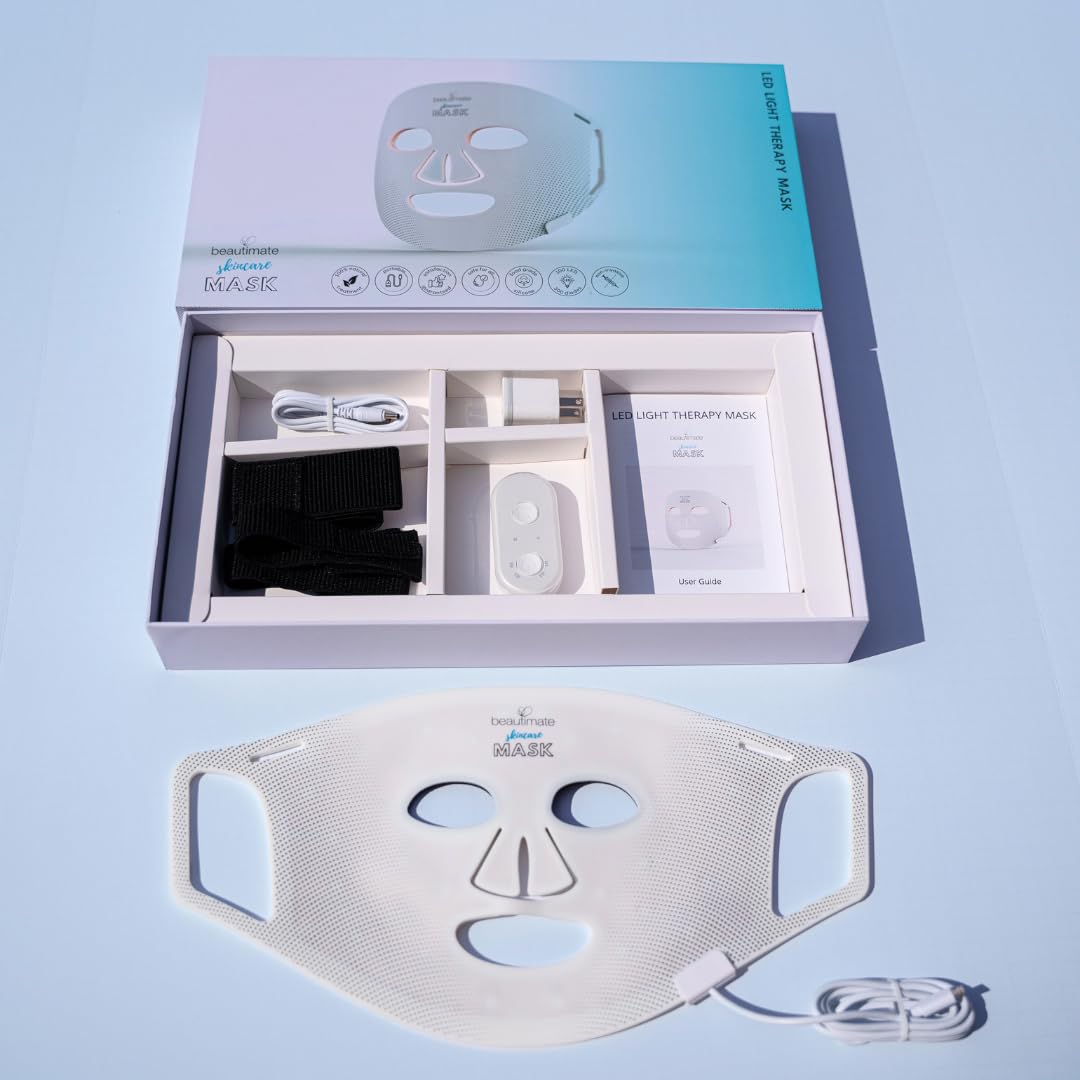 LED Light Therapy Face Mask for Wrinkles & Acne - Red Blue & 850nm Infrared Light Treatment - At-Home Skincare Device for Anti-Aging & Clear Skin - Perfect for Daily Facial Care & Spa Nights