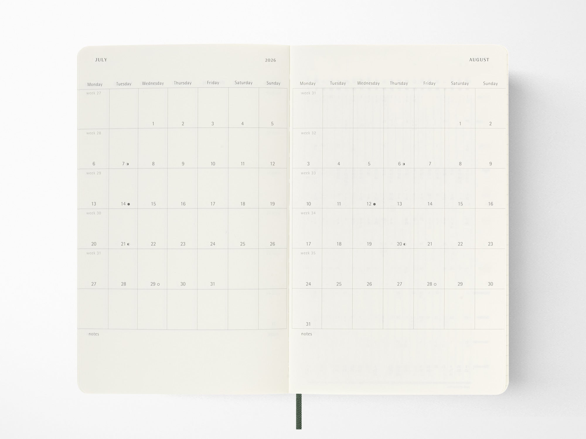 2026 Moleskine Weekly Planner - Softcover Myrtle Green | Premium Academic & Business Organizer | Perfect for Students, Professionals & Office Use