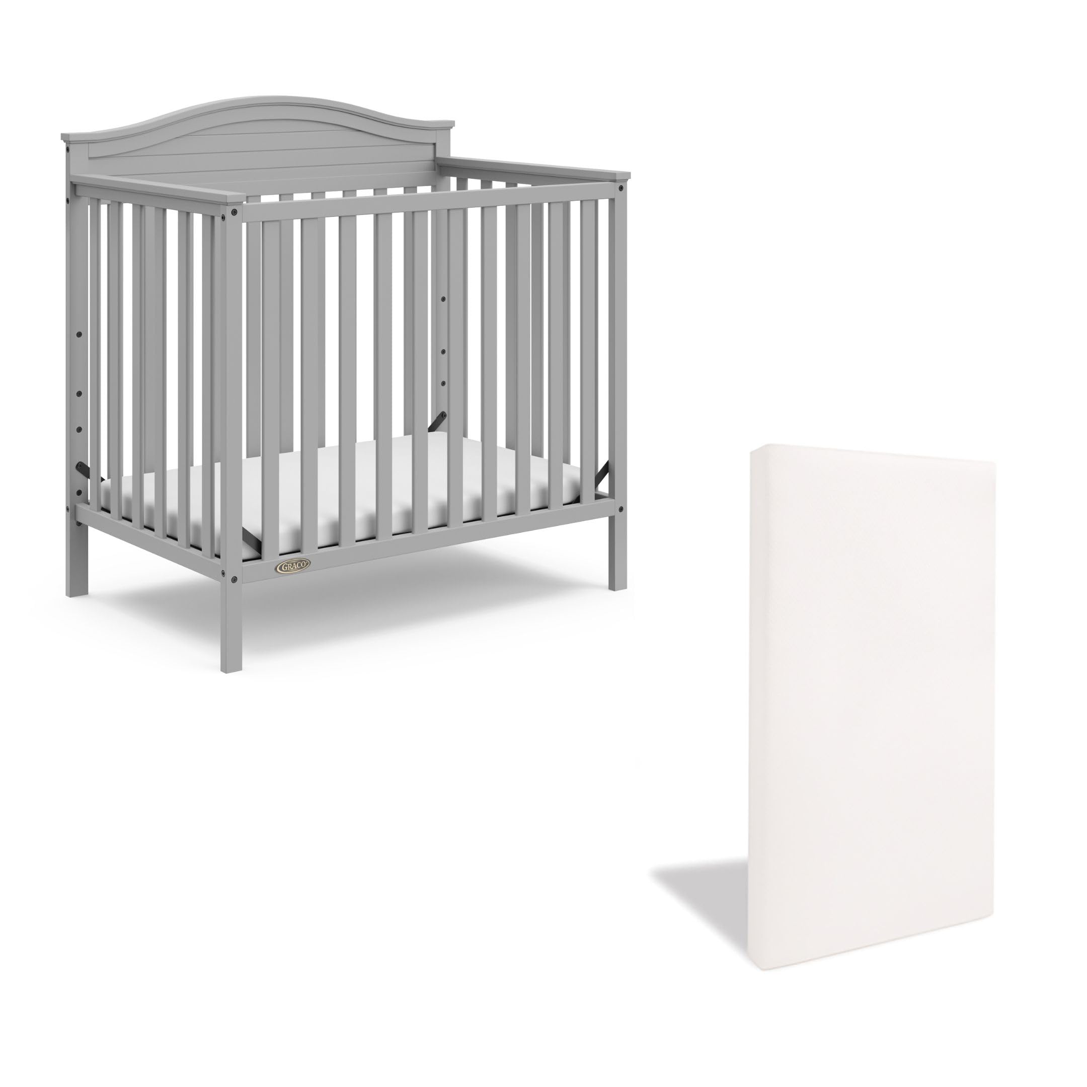Graco Stella 4-in-1 Convertible Mini Crib with Mattress - Space-Saving Baby Crib Converts to Twin Bed | Includes 2.5