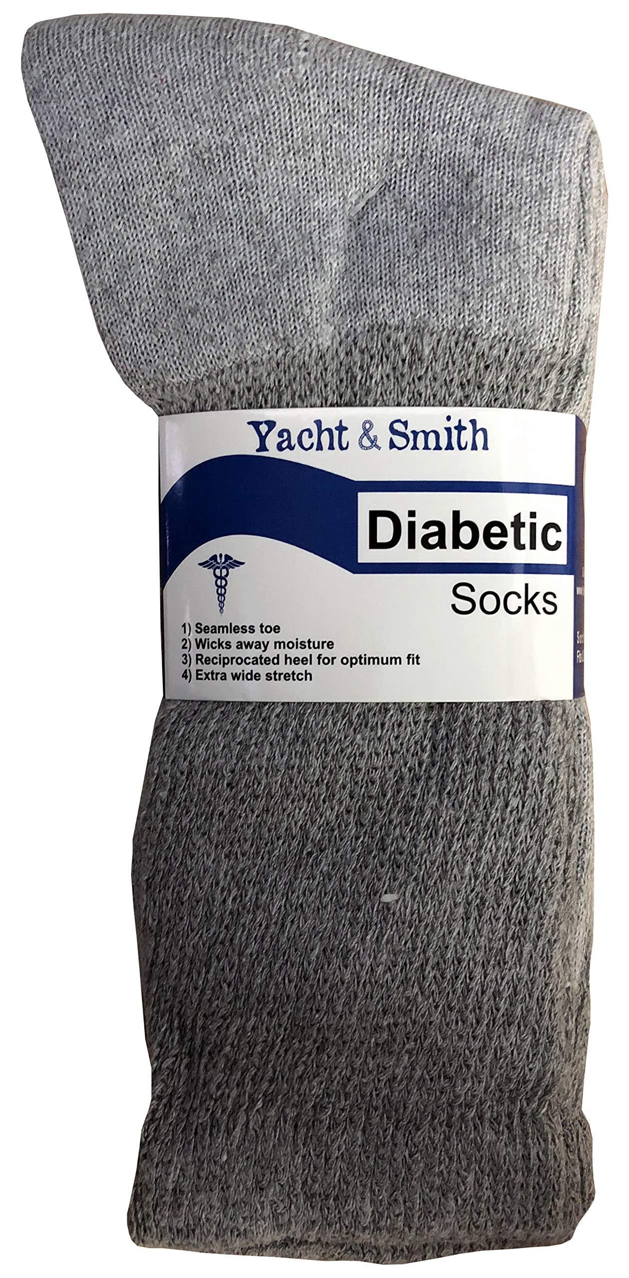 Yacht & Smith Wholesale Bulk Cotton Diabetic Socks - Crew & Ankle Length, Loose Fit Non-Binding Medical Socks for Men & Women - Perfect for Diabetes, Circulation Issues, and Everyday Comfort