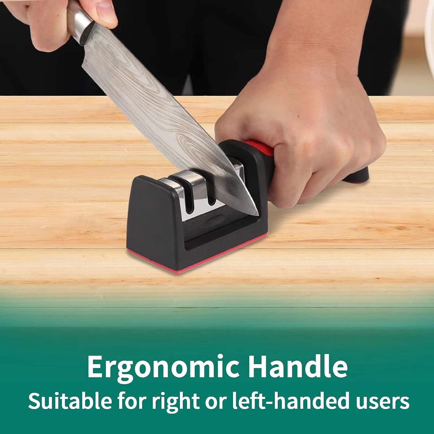Premium Knife Sharpener for Kitchen Knives - 3 Groove Professional Sharpening System with Non-Slip Handle | Durable Chef-Grade Tool for Home & Professional Use | Perfect for Daily Cooking, Hunting, and Outdoor Activities