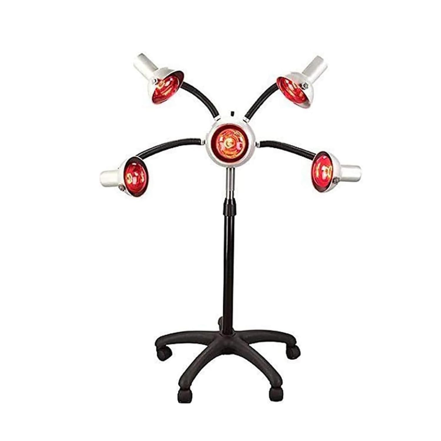 750W Infrared Heat Lamp Red Light Therapy - 5 Head Portable Floor Hair Dryer Stand for Styling, Perming & Accelerating Hair Drying | Salon & Home Use