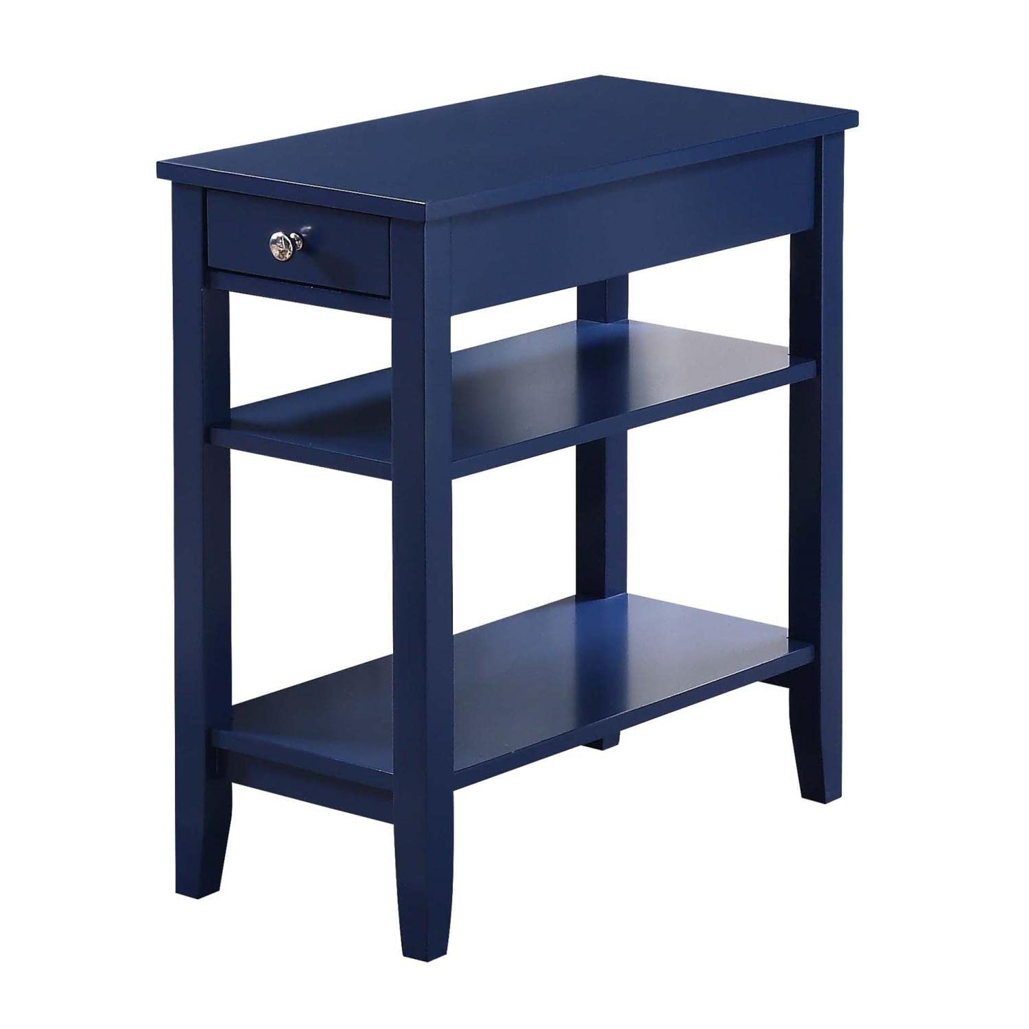 Convenience Concepts American Heritage Chairside End Table with Drawer - 23.5 Inch Classic Living Room Side Table with Storage Shelf | Bedroom Nightstand in Cobalt Blue | Perfect for Living Room, Bedroom & Home Office Decor