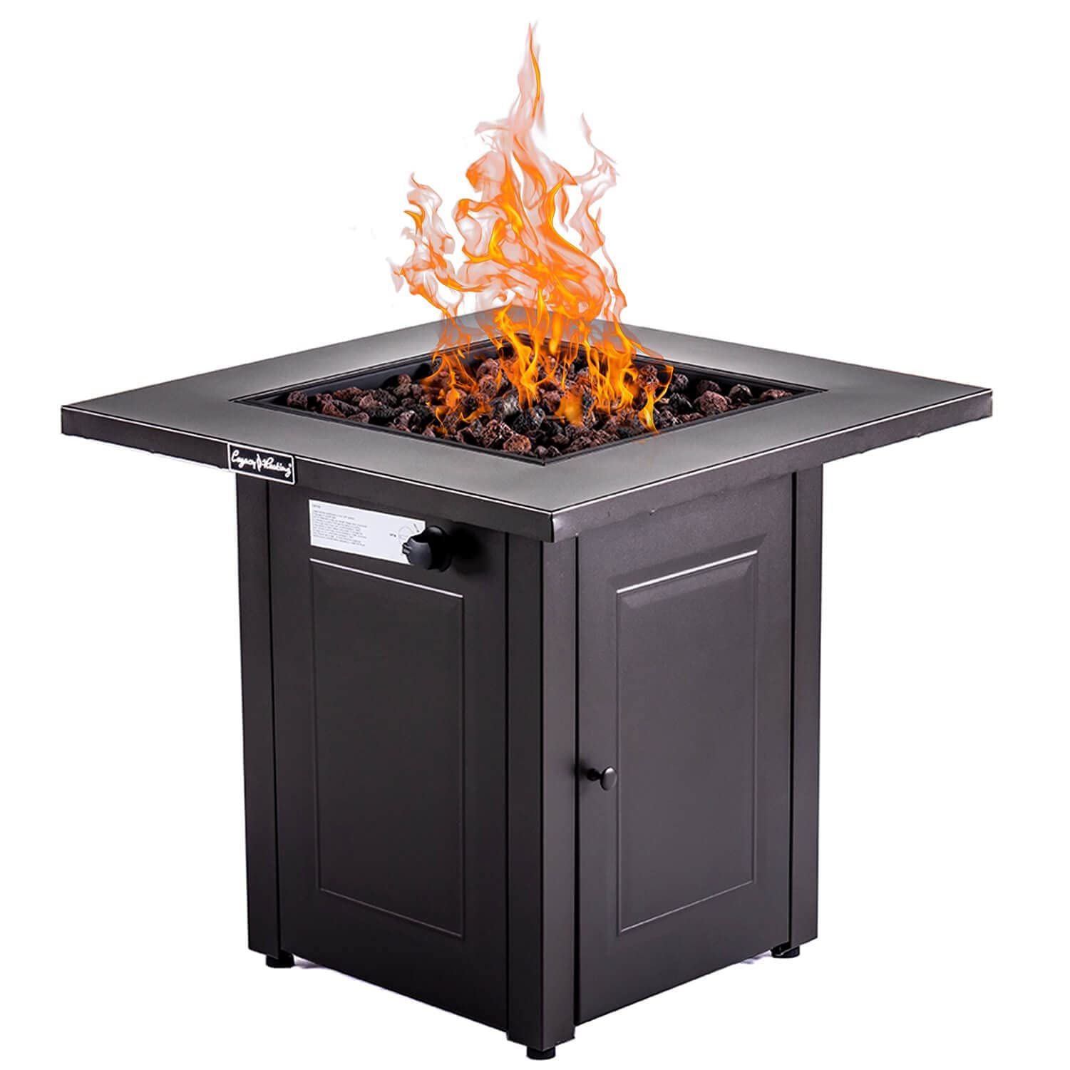 28in Propane Fire Pit Table, 50,000 BTU Square Outdoor Fireplace with Lid & Lava Rocks - ETL Certified Gas Fire Pit for Patio, Deck, Backyard - Perfect for Outdoor Dining, Entertaining & Relaxation