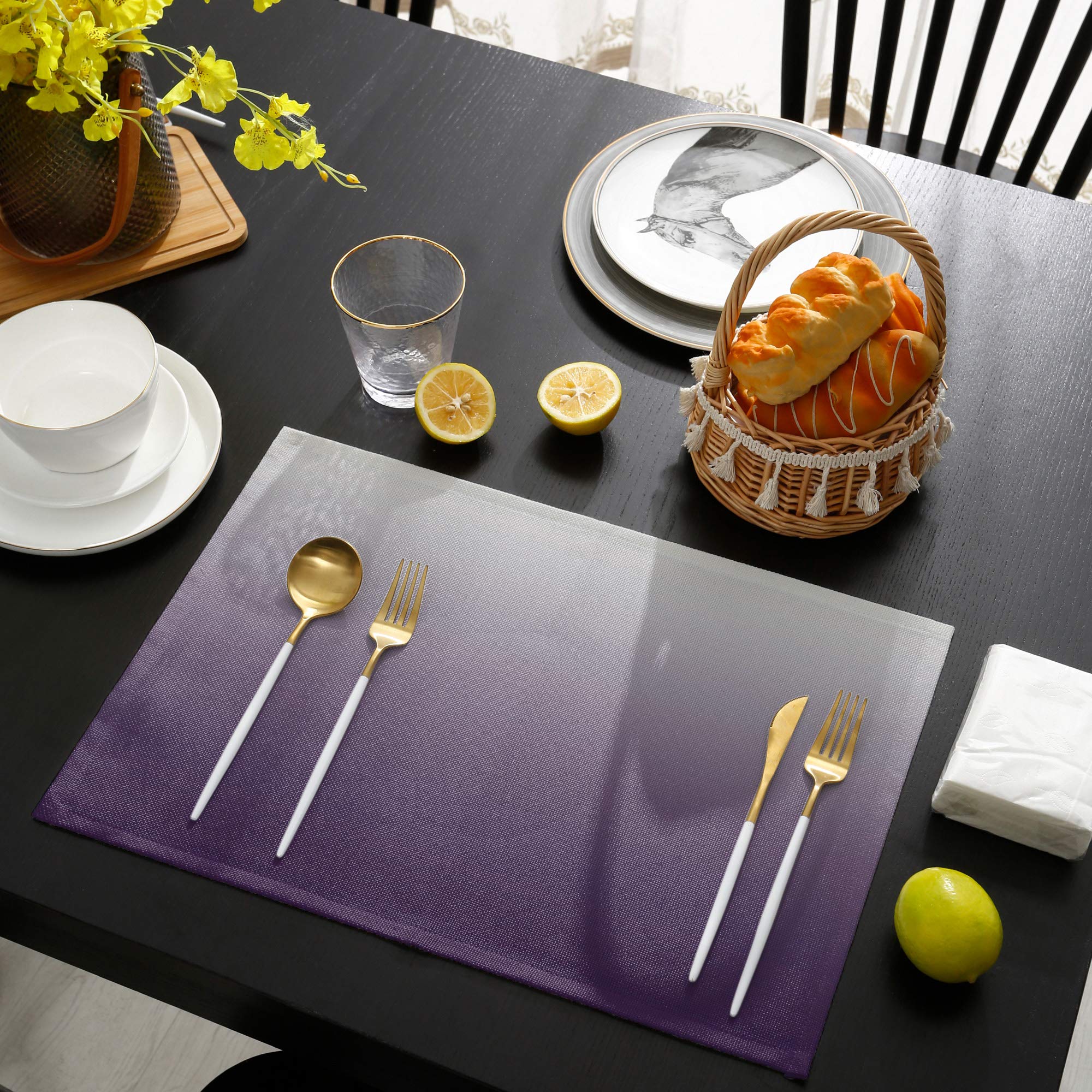 6-Pack Purple Grey Gradient Washable Placemats - 13