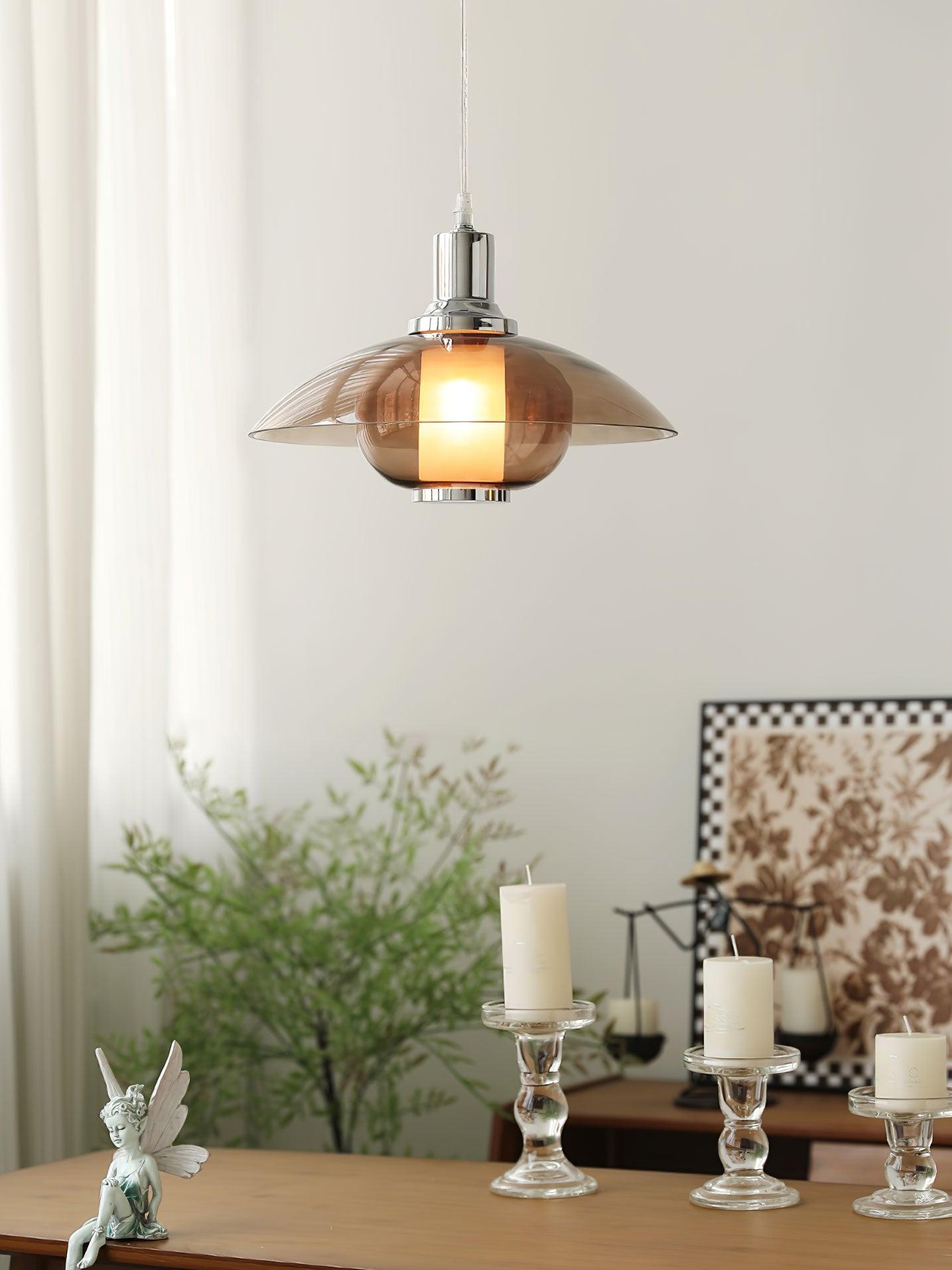 Modern UFO Chrome Pendant Light Fixture - Sleek Hanging Ceiling Lamp for Kitchen Island, Dining Room & Bedroom Decor