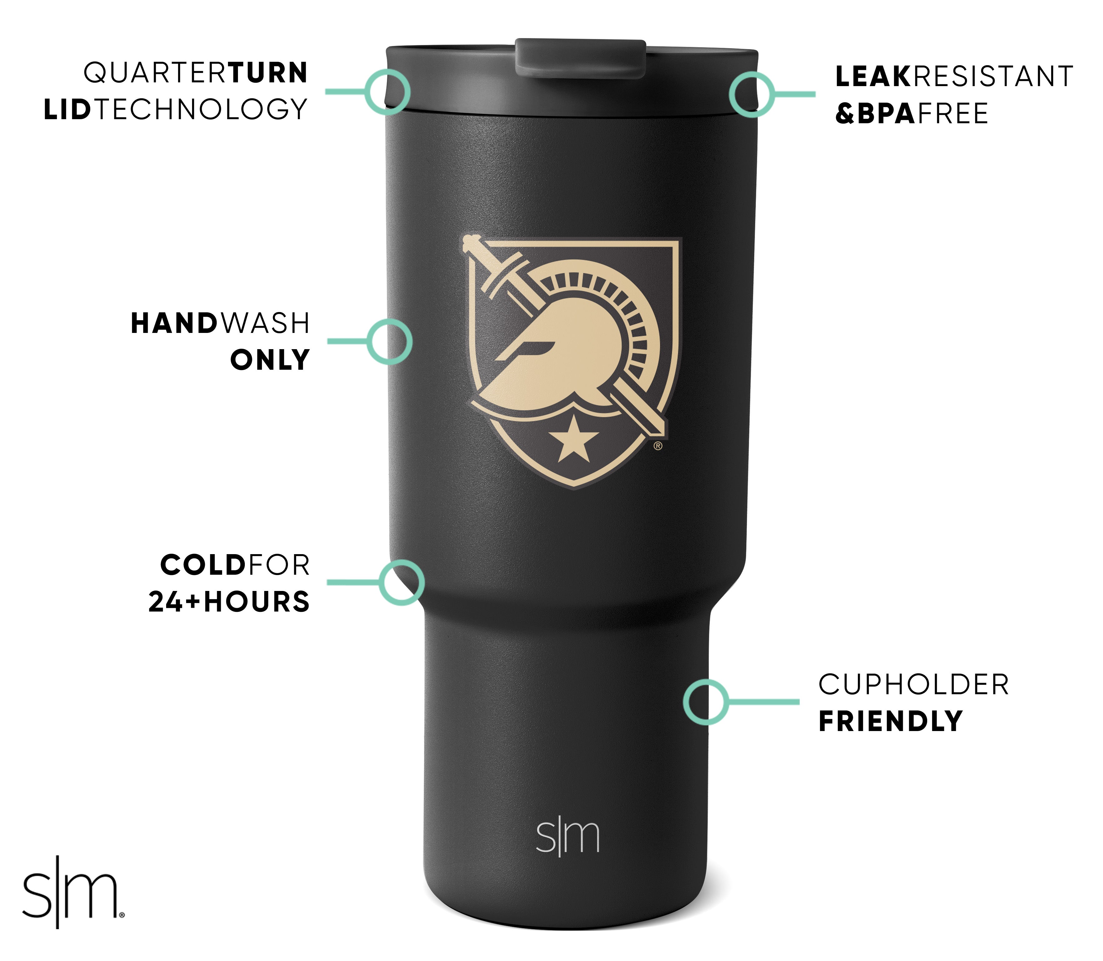 Collegiate Trek Tumbler - Insulated Stainless Steel Water Bottle with Lid & Straw - Perfect for School, Hiking & Outdoor Adventures
