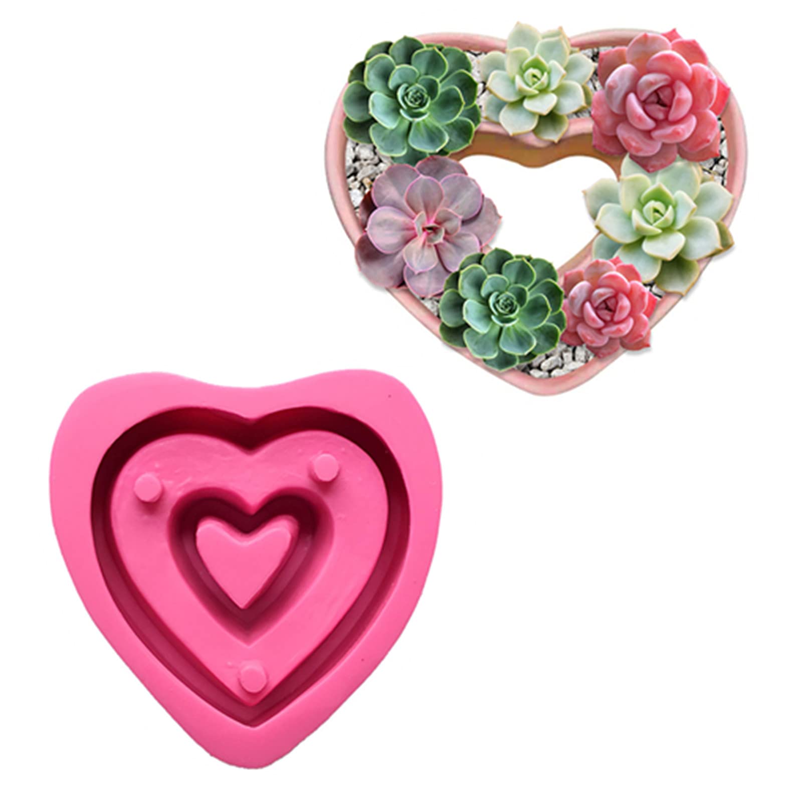 Premium Silicone Concrete Flower Pot Molds - Heart-Shaped 'I Love U' Design for Succulent Plants, DIY Cement & Clay Planter Molds - Perfect for Home Garden Decor, Handmade Gifts, and Creative Craft Projects
