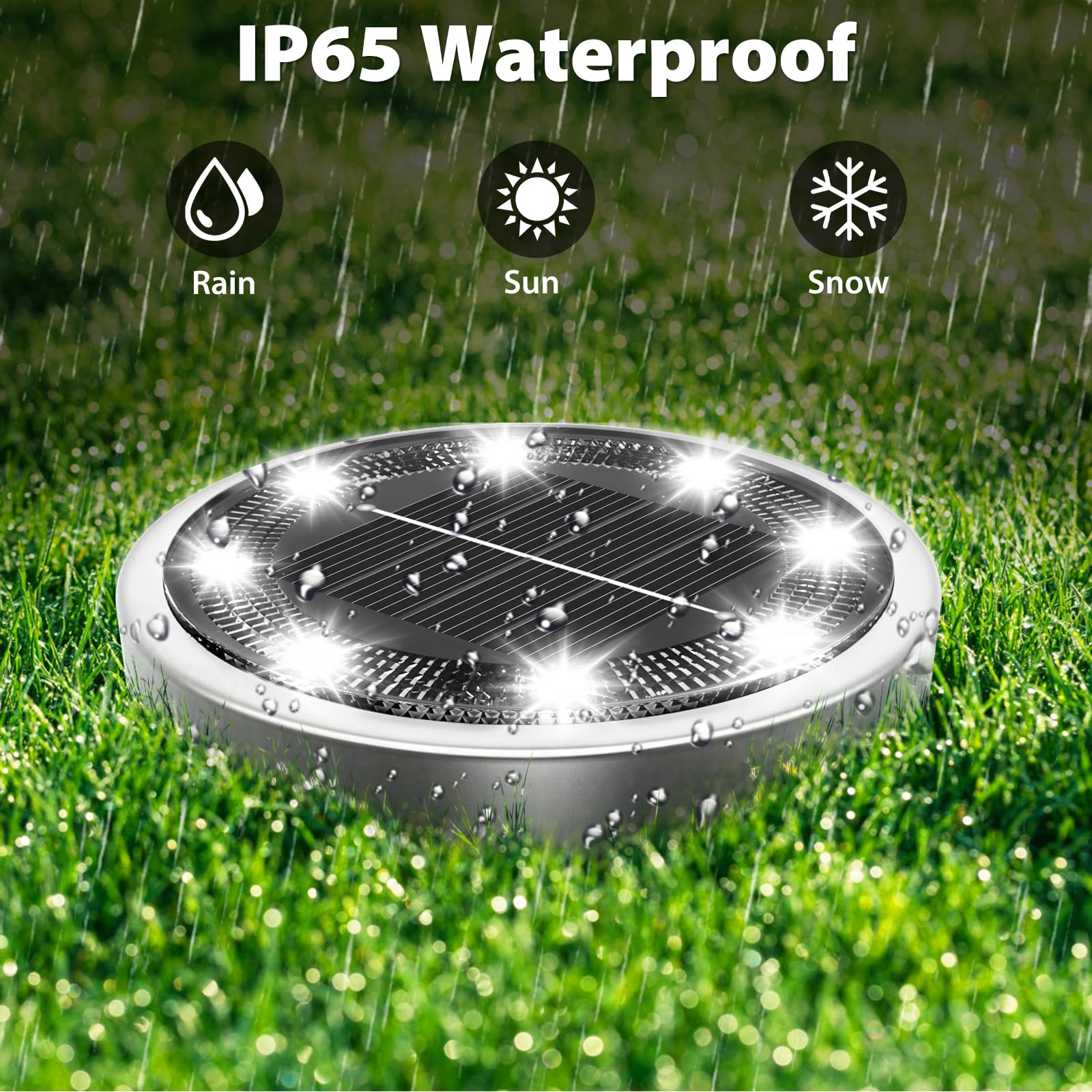 2 Pack Solar Ground Lights Outdoor - 8 LED Waterproof Flat Solar Pathway Lights for Yard, Garden, Walkway, Deck, Patio, Landscape, Lawn & Driveway | Cool White | Perfect for Nighttime Safety & Outdoor Decor