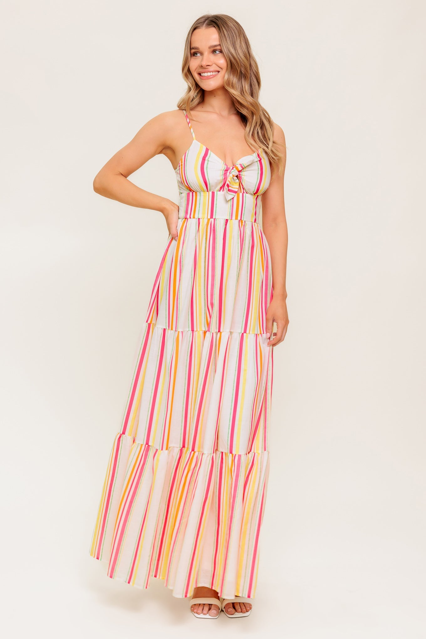 JEMMA Striped Maxi Dress for Women - Flowy Long Summer Dress with Pockets - Perfect for Beach, Vacation, and Casual Outings
