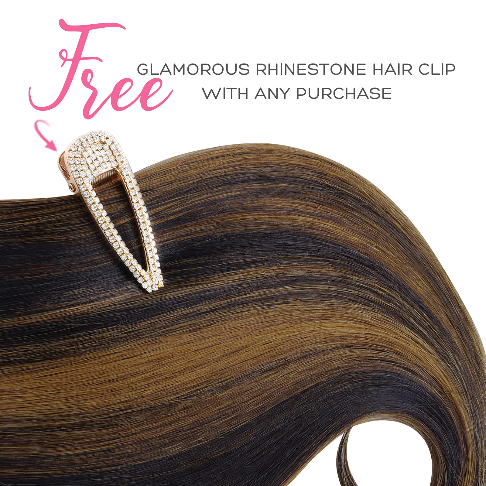 Marat Clip in Human Hair Extensions 22 Inch - 120g Straight Natural Black Mixed Chestnut Brown Hair Extensions for Women - Perfect for Daily Wear, Parties & Special Occasions