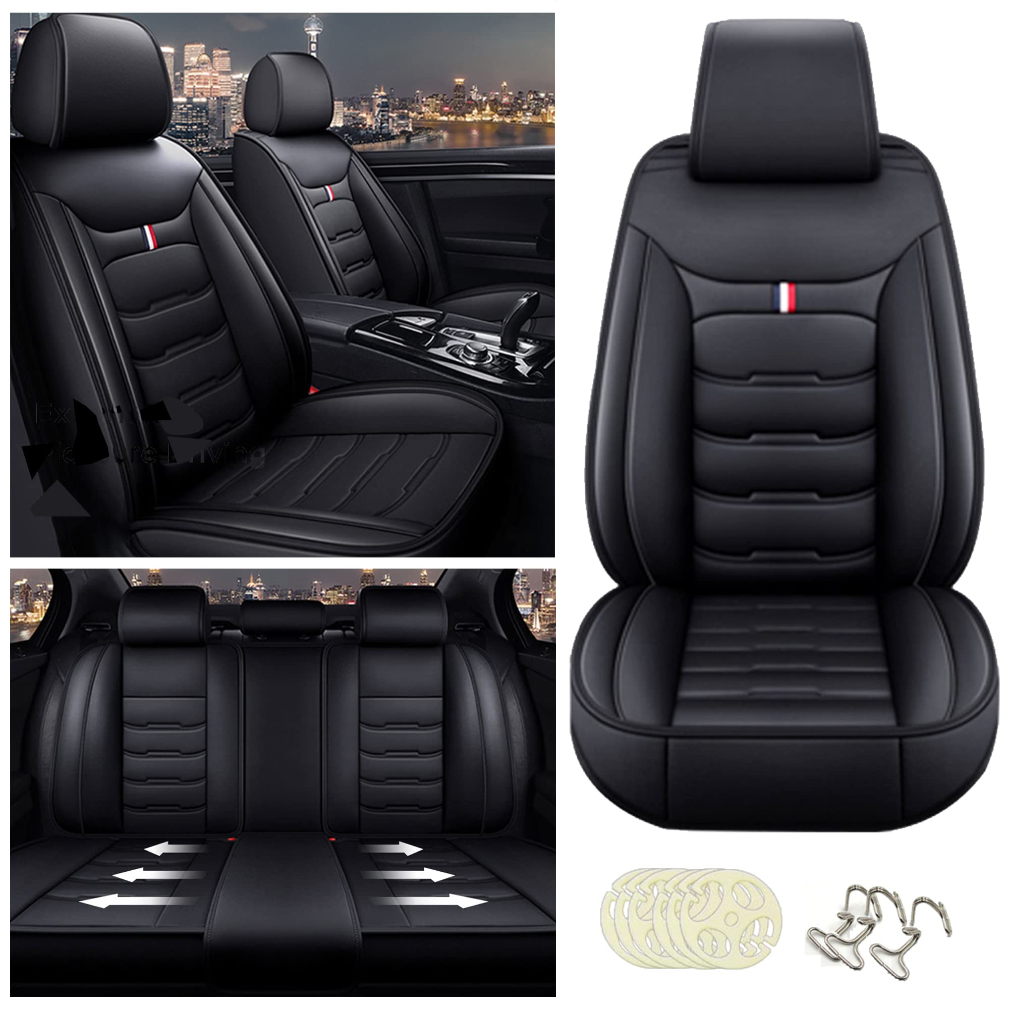 Waterproof Leather Car Seat Covers for Mercedes Benz GLE 550e 2017-2018 - Full Set Front & Rear Seat Protectors (MH51 Black) | Perfect for Road Trips, Daily Commuting & Pet Protection