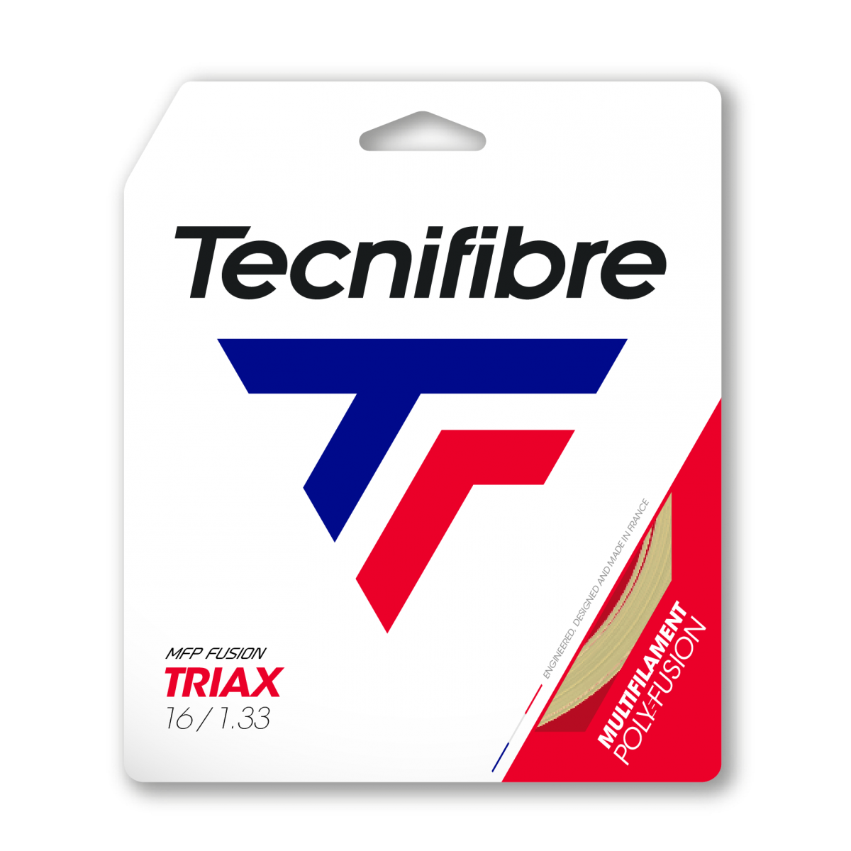 Tecnifibre Triax 16/1.33 Natural Tennis String - High Performance Polyester & Fiberglass Hybrid for Control & Power - Perfect for Competitive Play & Tournament Matches