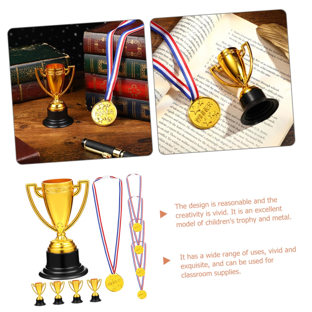 CANIGHT 10PCS Plastic Gold Cup Toys - Mini Reward Medals & Trophies for Kids - Perfect for Birthday Parties, Classroom Rewards & Sports Events
