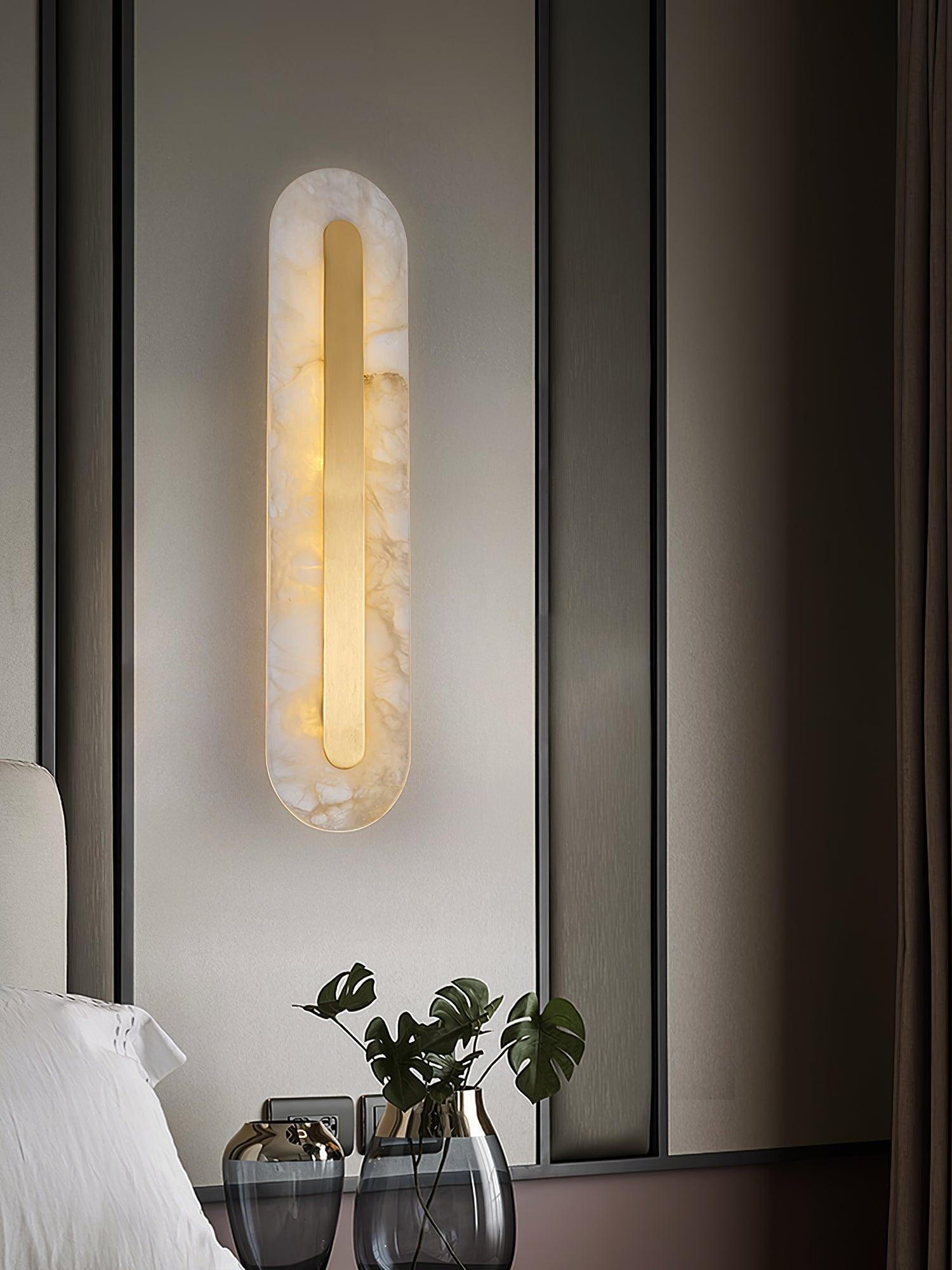 Modern Alabaster Rounded Wall Light Fixture - Elegant Indoor Sconce for Living Room, Bedroom & Hallway Lighting