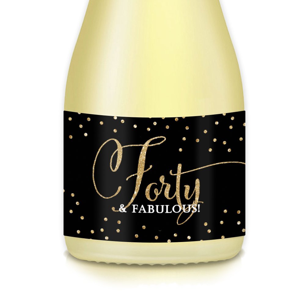 40th Birthday Party Decorations for Women - Set of 20 Mini Champagne & Wine Bottle Labels (3.5