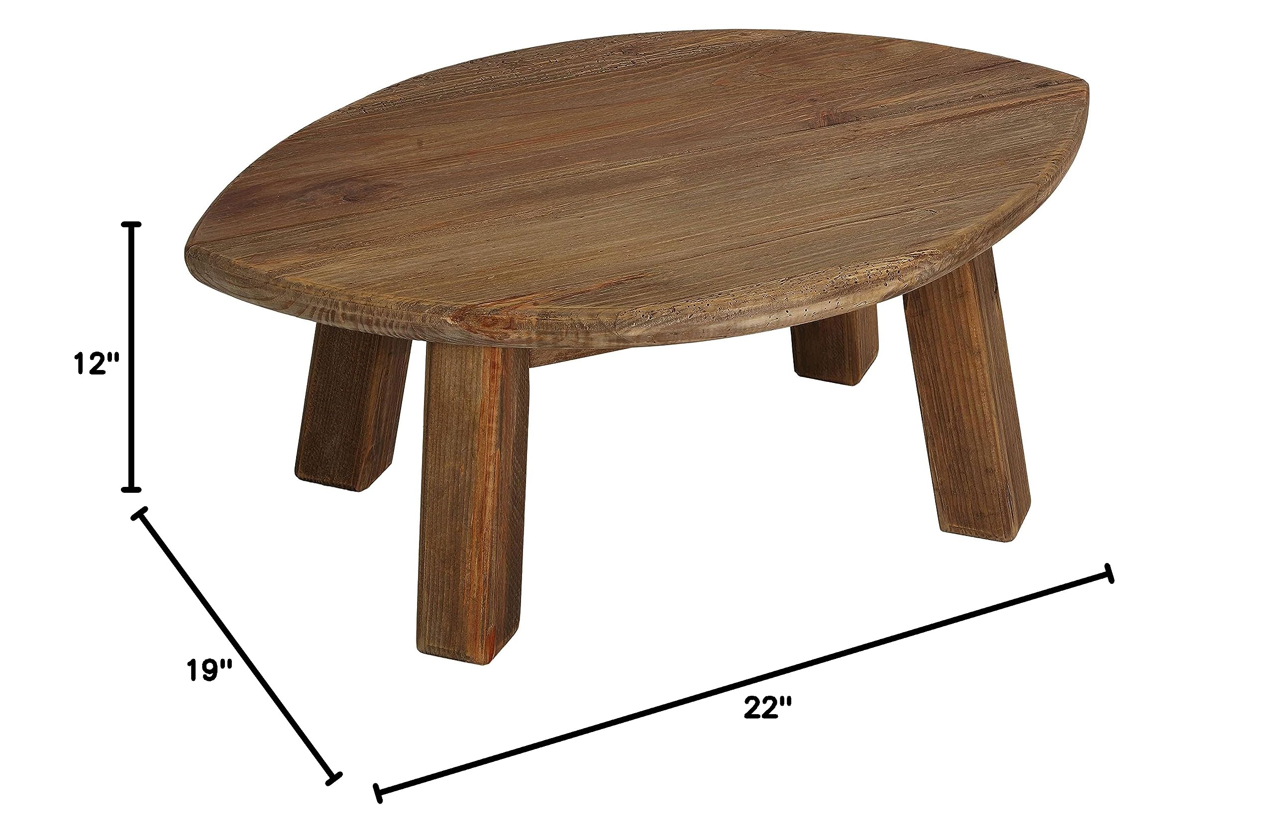 Bare Decor Wilder Oval End Table - 21.5 Inch Wide Brown Wood Nightstand for Living Room, Bedroom & Office - Modern Side Table with Storage Shelf