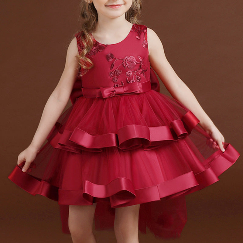 First Communion Dresses for Girls - Elegant Pageant Gowns with Bow & Puffy Sleeves | Summer Princess Ball Gowns for Baby Girls | Perfect for Church Ceremonies, Baptisms & Special Occasions
