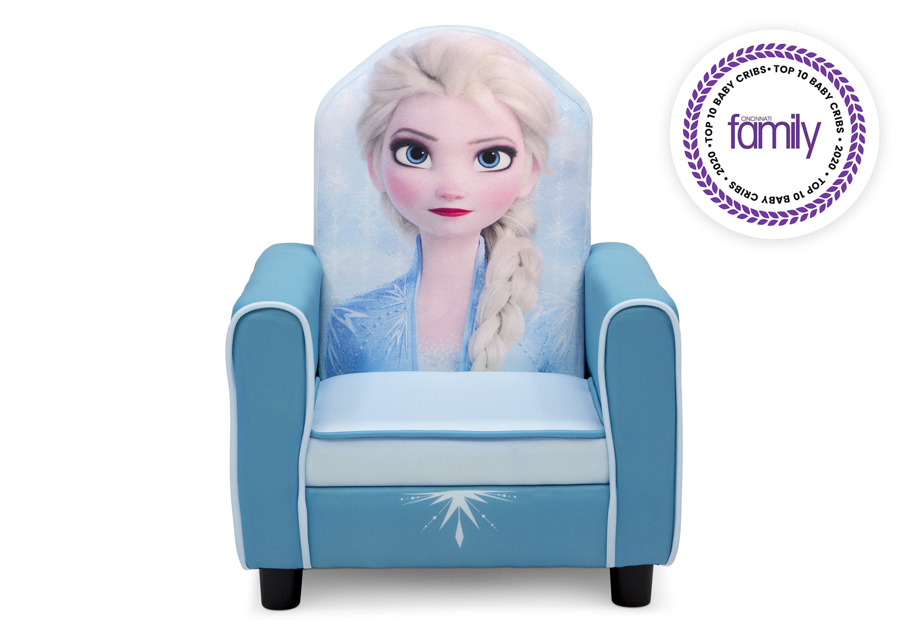 Frozen II Elsa Kids Chair - Plush Upholstered Children's Chair with Back Support - Perfect for Bedroom, Playroom & Disney Movie Nights