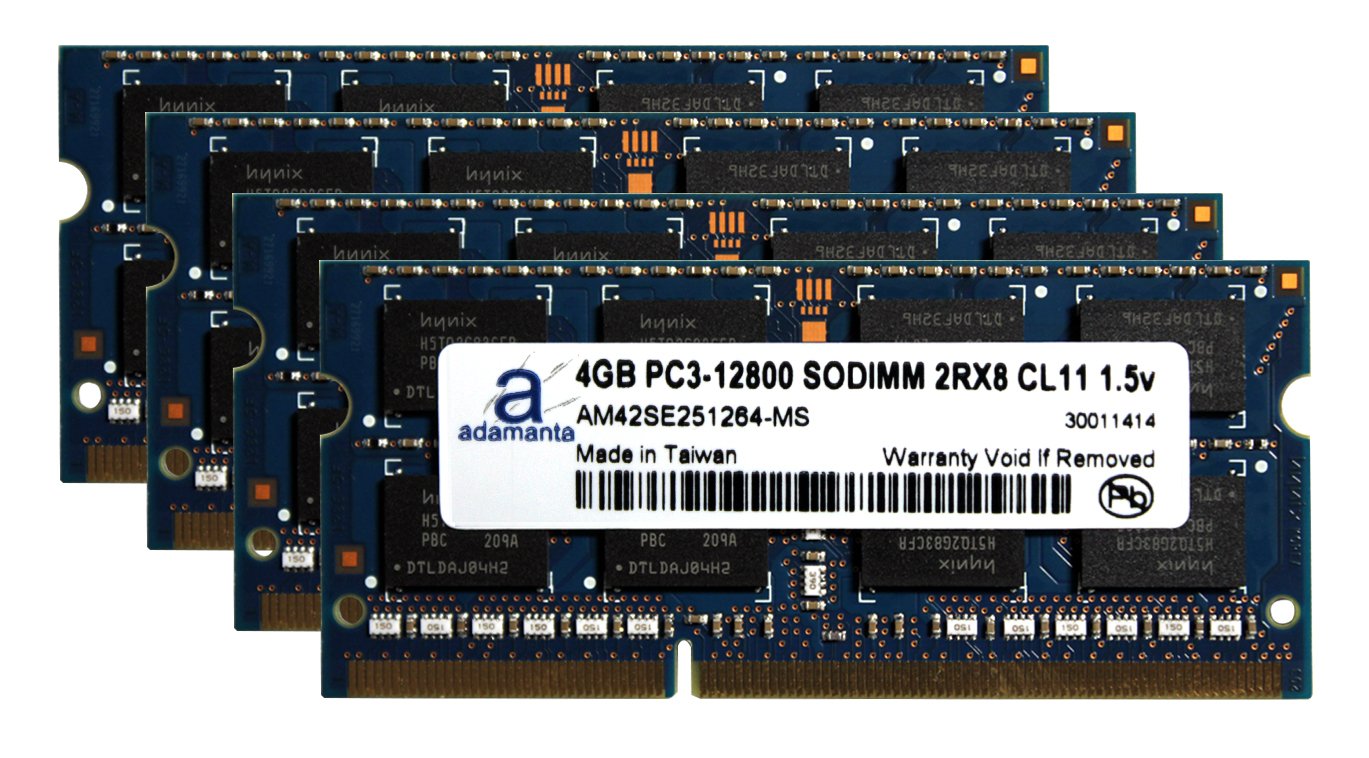 Adamanta 16GB (4x4GB) DDR3 1600MHz SODIMM RAM Memory Upgrade Kit for Toshiba Qosmio X875-Q7390 Laptop - PC3-12800, 2Rx8, CL11, 1.5V - Perfect for Gaming, Multitasking & Performance Boost