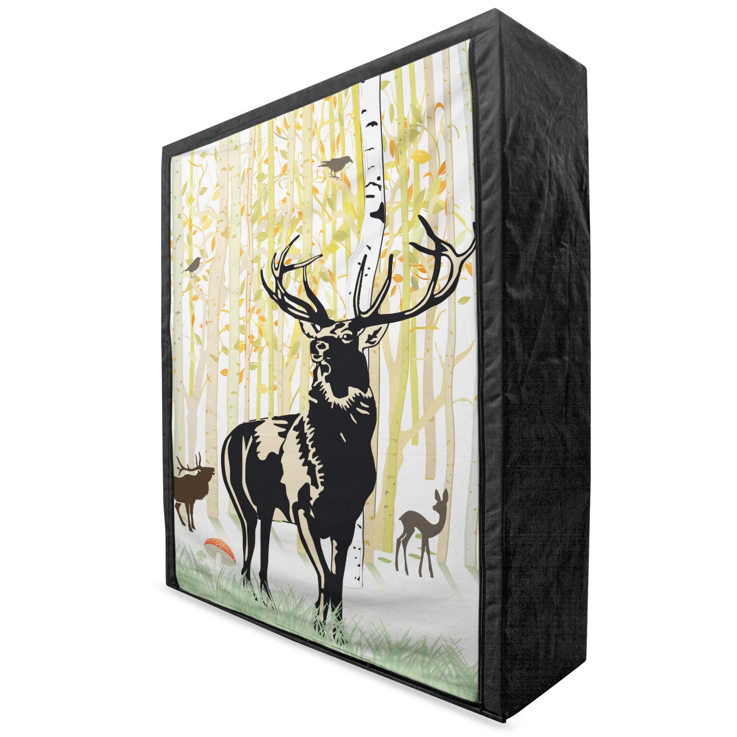 Ambesonne Portable Fabric Wardrobe with Antler & Deer Forest Print - 59
