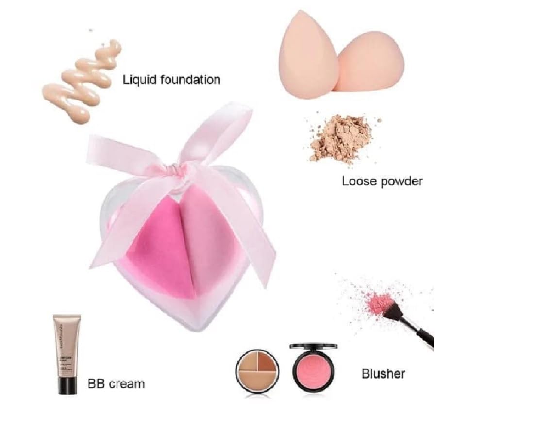 Heart-Shaped Makeup Sponge Set - Soft Blending Beauty Sponge for Foundation & Concealer | Perfect for Everyday Makeup, Travel & Professional Use