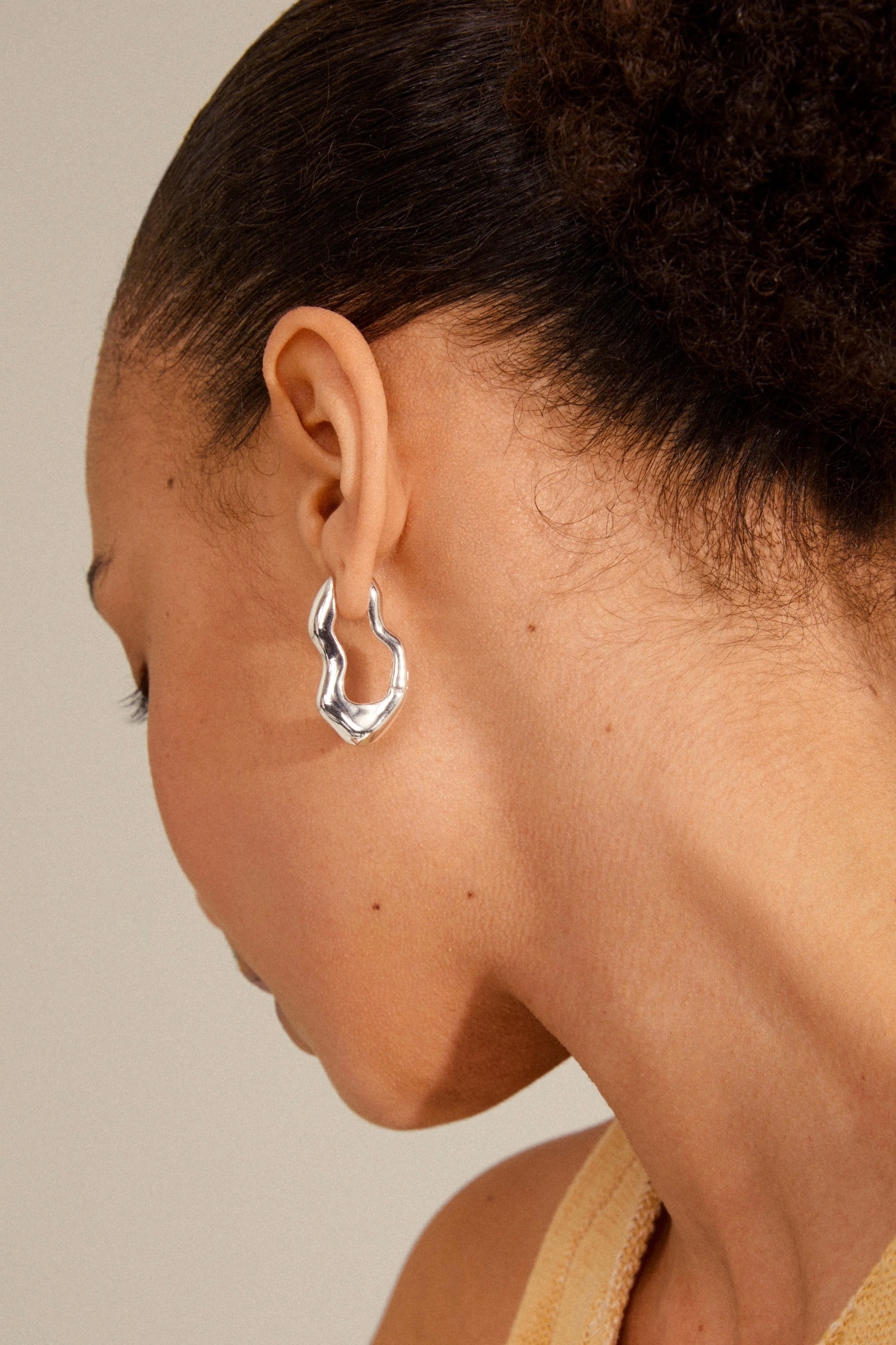 Loulia Wavy EOL Silver Recycled Hoop Earrings for Women - Sustainable Fashion Jewelry Gift for Her - Perfect for Everyday Wear & Special Occasions