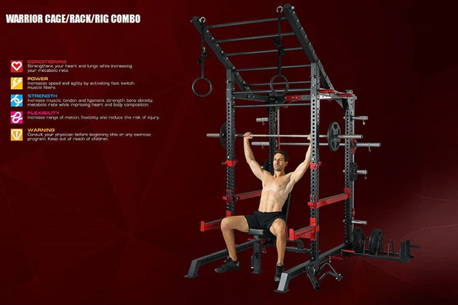 Warrior MMA Cage & Rig Combo - Heavy Duty Training Equipment for MMA, BJJ & Fitness - Perfect for Home Gyms & Martial Arts Studios