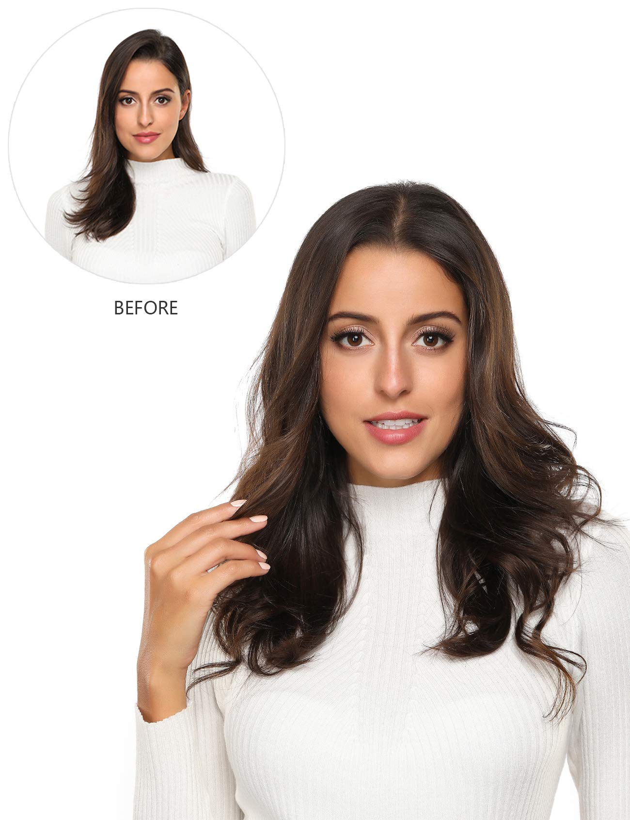 Rose Bud Clip-in Hair Extensions 8Pcs - 100% Remy Human Hair, 18 Clips, 60g/Set, 12 Inch Medium Brown for Volume & Length - Perfect for Parties, Weddings & Daily Styling