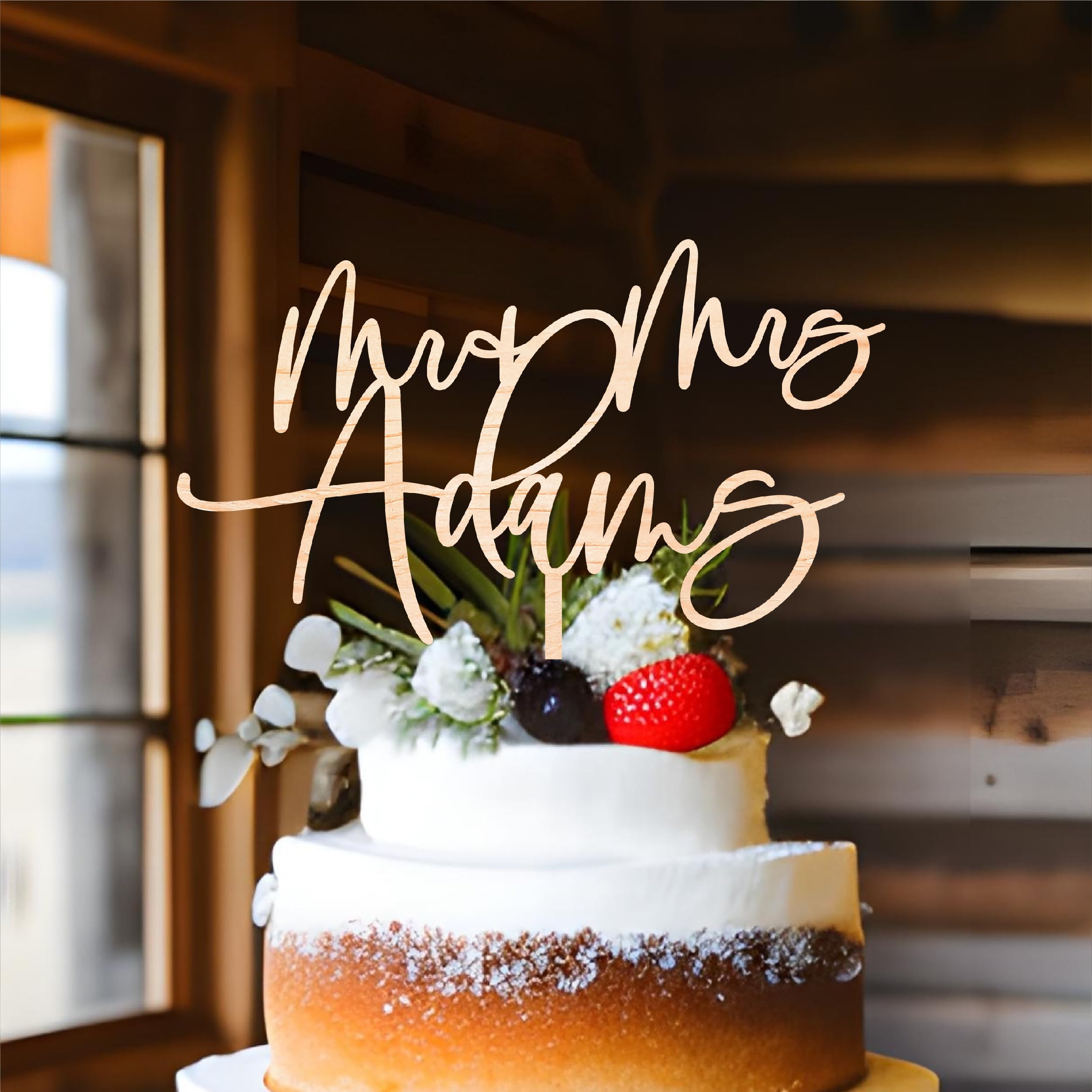 Personalized Rustic Wood Wedding Cake Topper with Custom Initials - Elegant Decoration for Weddings, Anniversaries & Special Celebrations