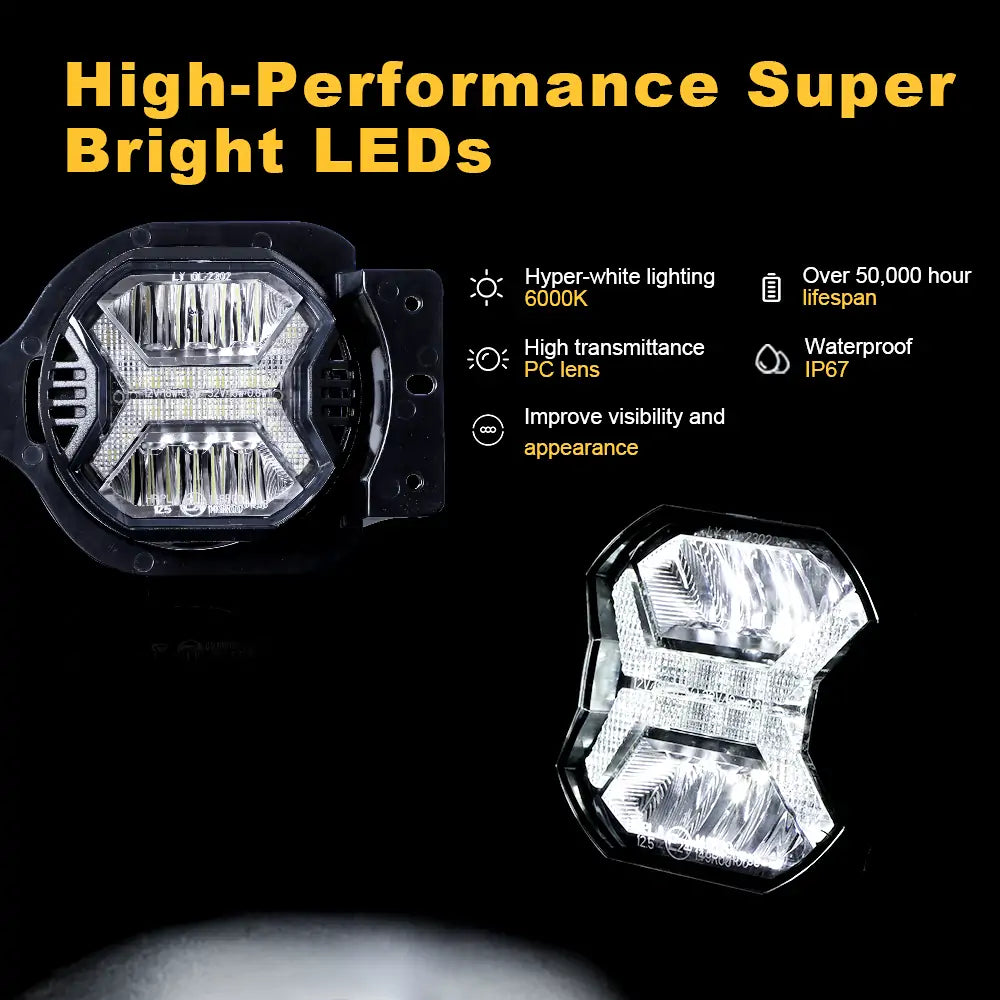LOYO 4 Inch LED Fog Lights for Jeep Wrangler JL (2018-2024) - E Mark Certified, Waterproof Off-Road Driving Lights - Perfect for Night Driving, Foggy Conditions & Off-Road Adventures