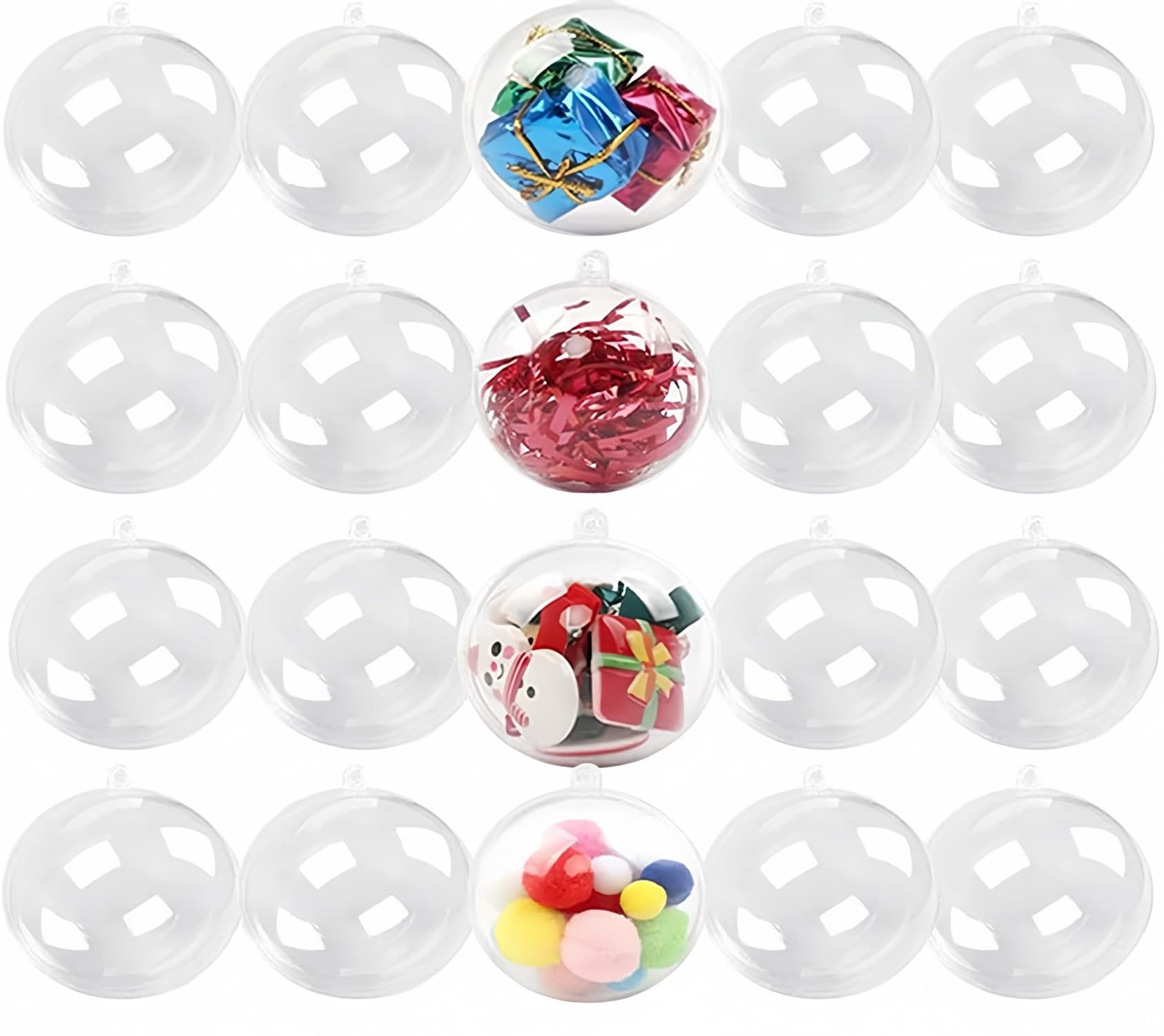 20 Pack Clear Plastic Fillable Christmas Ornament Balls - 50mm DIY Transparent Baubles for Tree Decorations, Wedding, Party, New Year Gifts & Home Decor | Perfect for Holiday Crafts, Gift Filling & Festive Celebrations