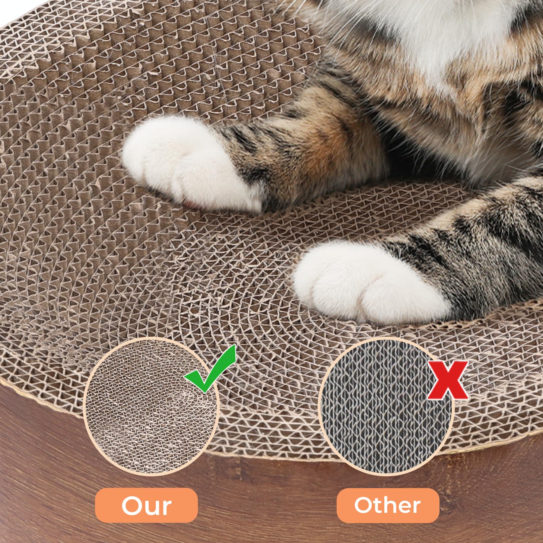 ComSaf Durable Corrugated Cardboard Cat Scratcher Bed & Lounge - Long Lasting Scratch Pad Board for Indoor Cats to Protect Furniture & Sofa (Oval Shape) - Perfect for Playtime, Napping & Protecting Your Home Decor