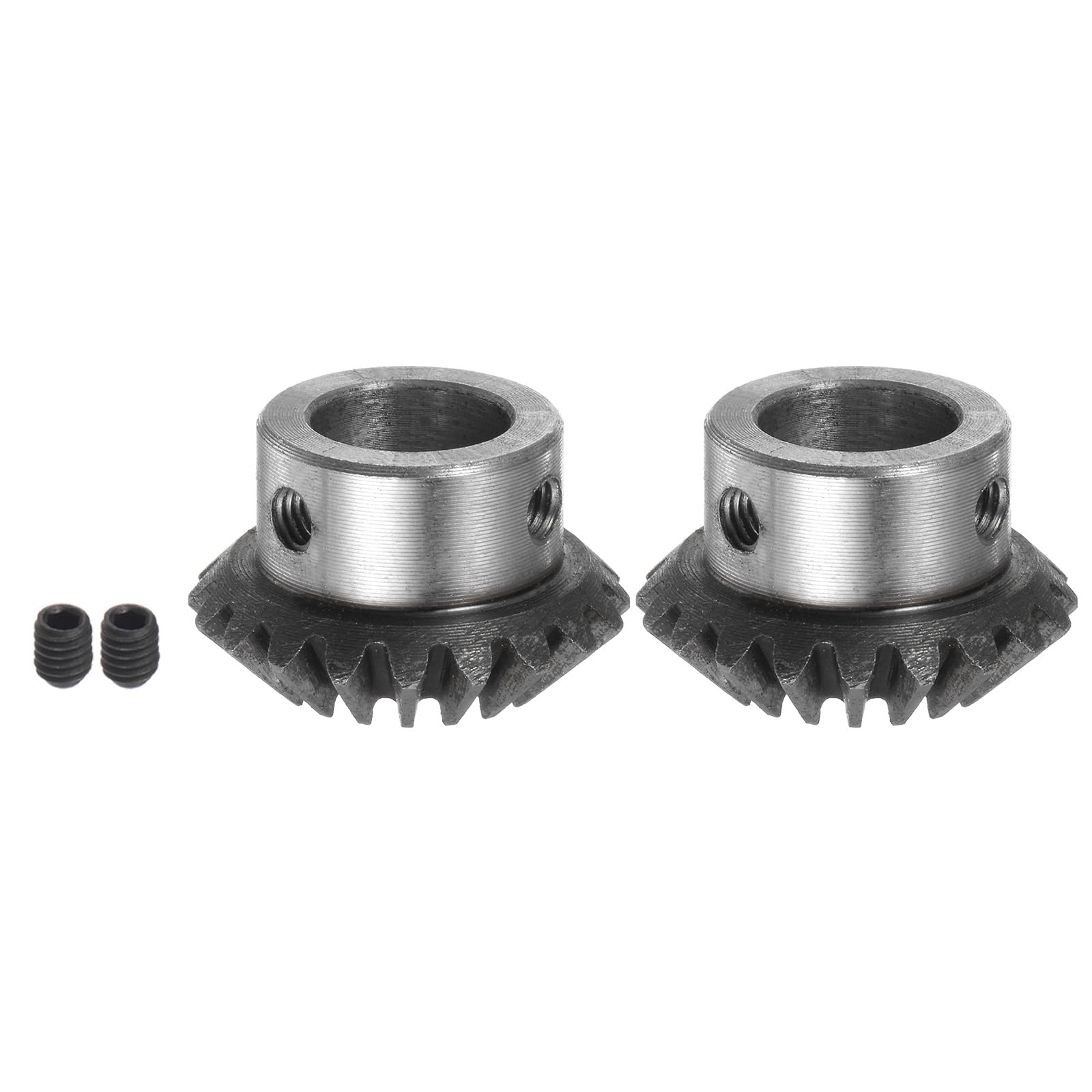 HARFINGTON 2pcs 1M 20 Teeth Bevel Gear Set - 15mm Shaft Hole, 1:1 Ratio, 45# Steel Construction, 1.5 Module, 90 Degree Angle - Perfect for Hardware Mechanical Rotation, Robotics, CNC Machines, and DIY Projects