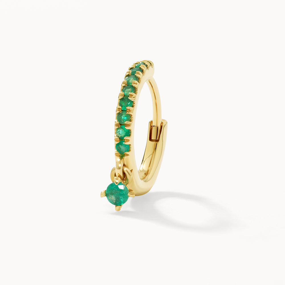 10K Gold Emerald Drop Single Huggie Earrings – Dainty & Elegant Jewelry for Everyday Wear, Parties & Special Occasions