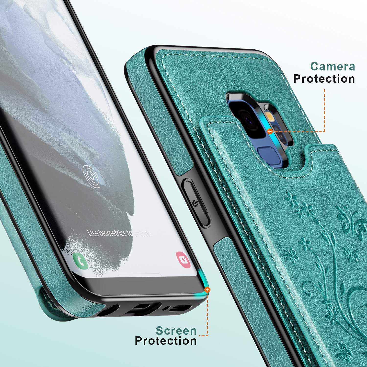 Samsung Galaxy S9 Wallet Case with Card Slots & Magnetic Closure - PU Leather Flip Folio Cover for Women, Protective Phone Shell for Samsung Galaxy S9 5.8