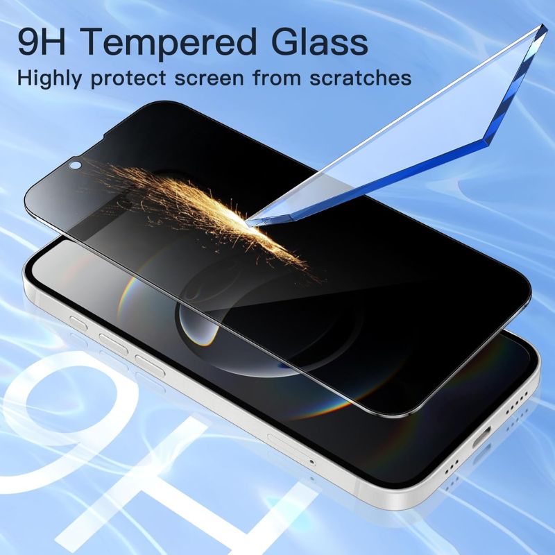 JETech iPhone 16e Privacy Screen Protector 2 Pack - Anti-Spy Tempered Glass for iPhone 16e - Perfect for Office, Banking & Public Use