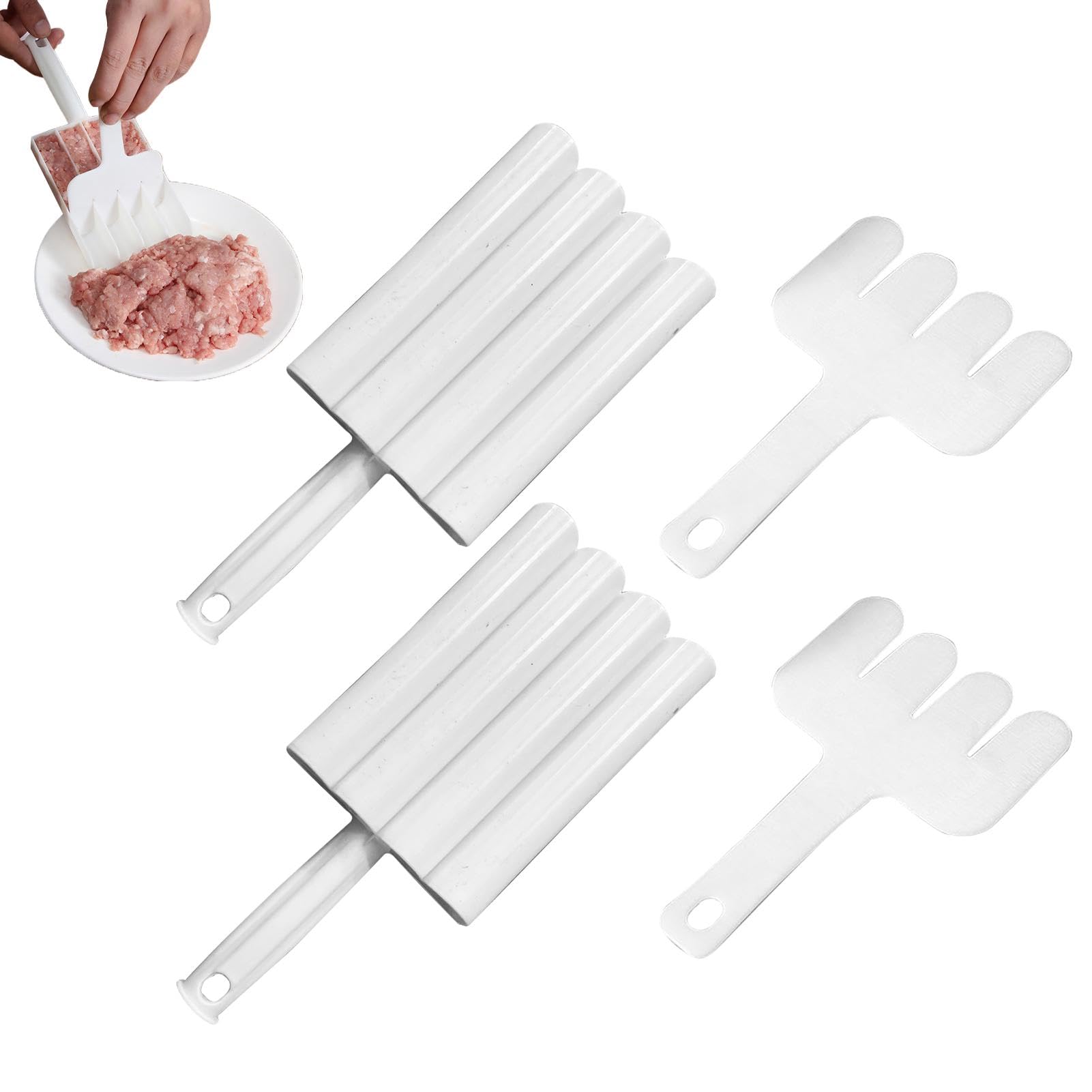 2PCS Non-Stick Meatball Maker Set - Triple Meatball Tool with Cutting Spade & Scoop - Manual Cookie Dough & Sorbet Baller for Fast Food Prep - Perfect for Home Cooking, Meal Prep & Party Snacks