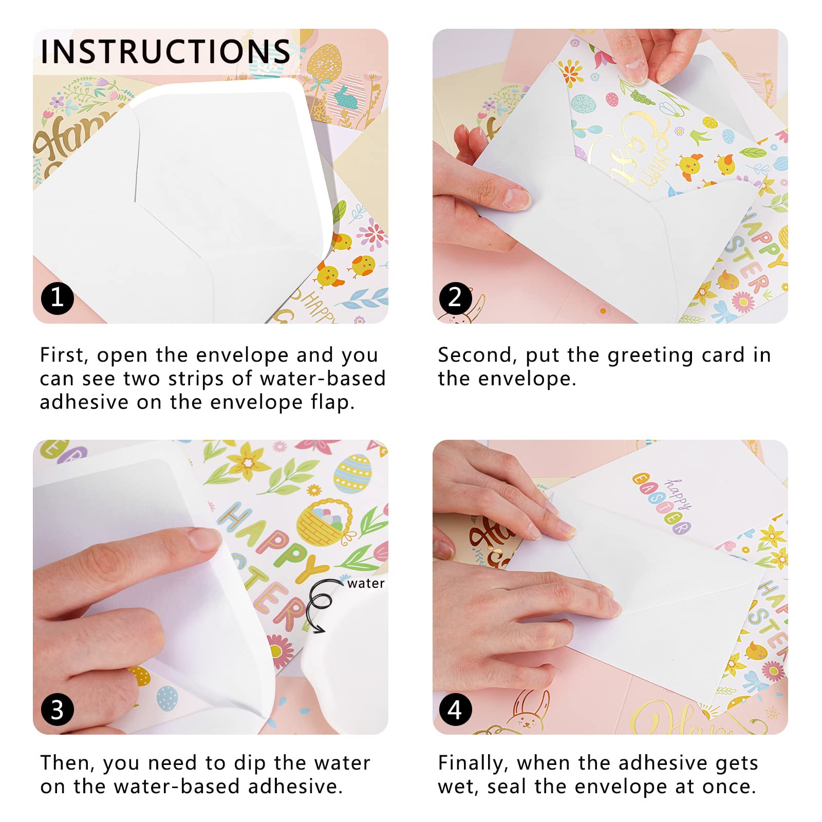 Whaline 36 Pack Happy Easter Greeting Cards Kit with Envelopes - Gold Foil Colorful Easter Egg Design Note Cards (6 Styles, 4