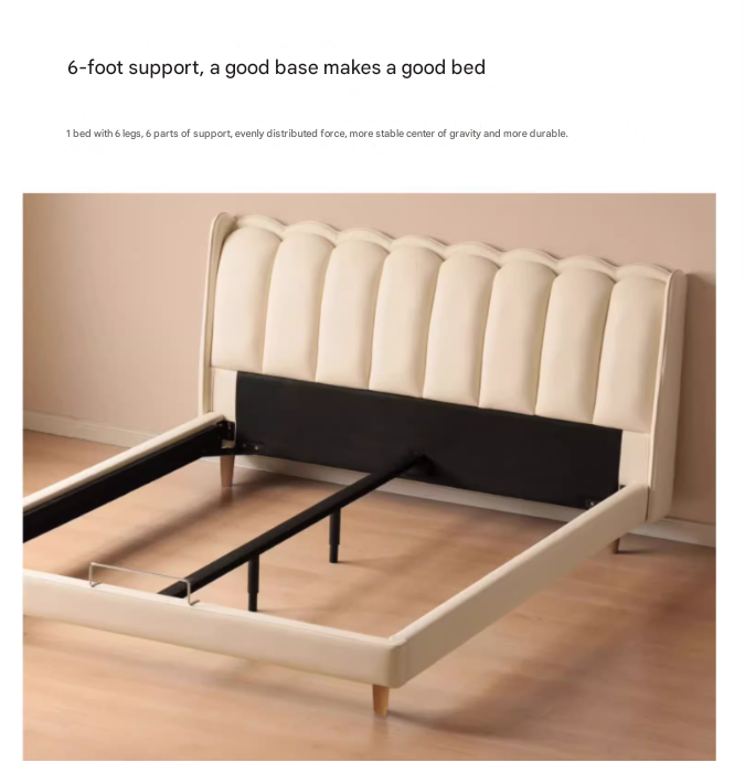 Organic Leather Art Bed Cream Style Modern - Elegant & Sustainable Bedroom Furniture for Home Decor | Perfect for Master Bedrooms, Guest Rooms & Luxury Apartments